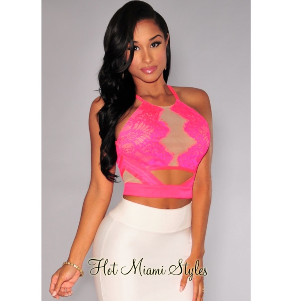 NWOT neon pink top
